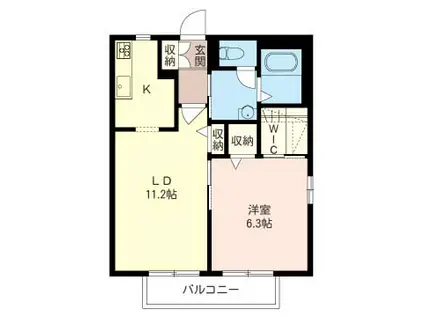 リーフ都筑B棟(1LDK/1階)の間取り写真