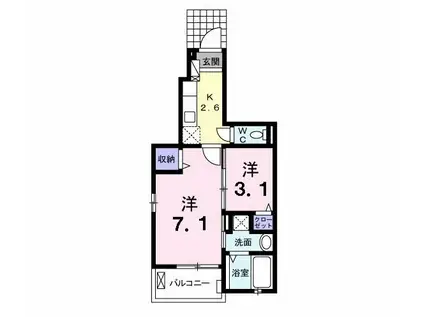リンム三好ヶ丘(2K/1階)の間取り写真