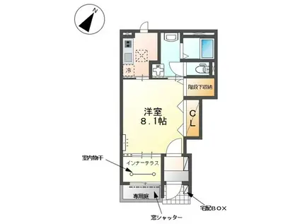 ラ・クレアージュ(1K/1階)の間取り写真