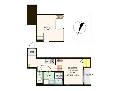 蛍池ヒルズ リン(1K/1階)の間取り写真