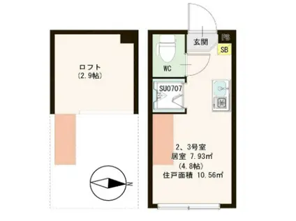 ハーモニーテラス新小岩II(ワンルーム/1階)の間取り写真