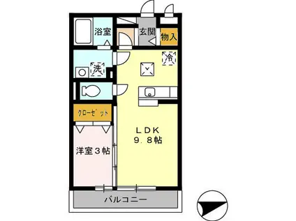 SEJOURウエノ(1LDK/1階)の間取り写真