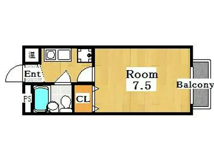 ヴィラ21(ワンルーム/4階)の間取り写真