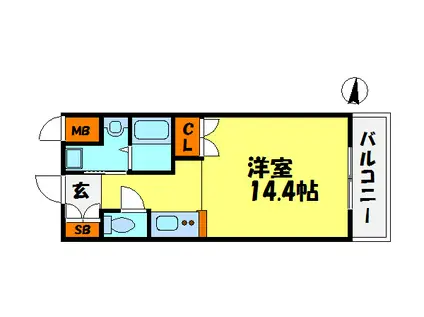 アッシュコート夙川公園(1K/2階)の間取り写真