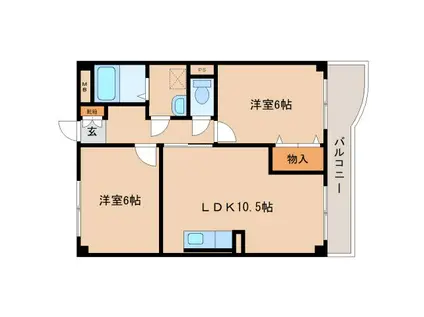 メゾンパレス新大宮(2LDK/3階)の間取り写真