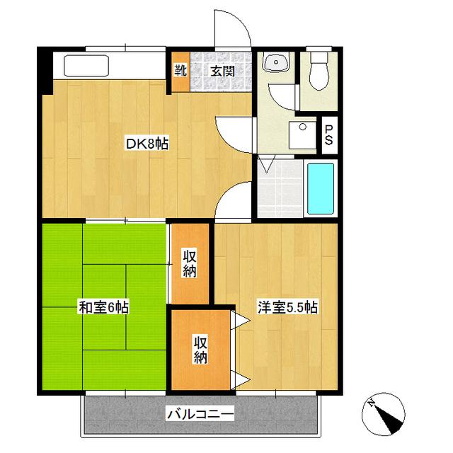 下田ハイツ馬場町(2DK/3階)の間取り写真