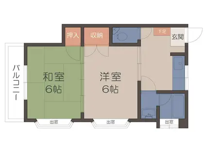 コーポ鈴蘭(2K/2階)の間取り写真