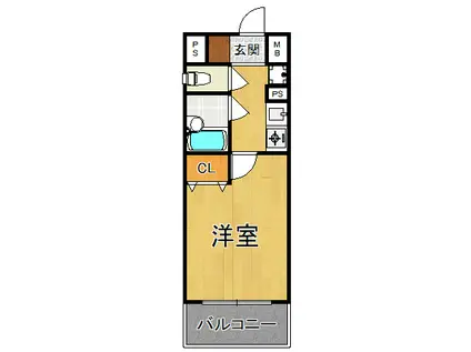 サンパティーク南塚口(1K/2階)の間取り写真