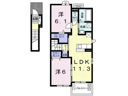 ウルビーノ II(2LDK/2階)の間取り写真