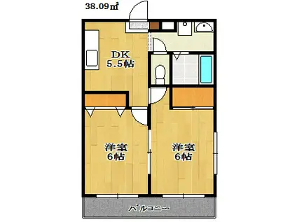 第二コーポラス石井(2DK/1階)の間取り写真