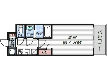 S-RESIDENCE都島ELEGANT(1K/12階)の間取り写真