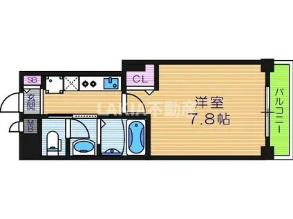 オーパスグラン阿倍野(1K/3階)の間取り写真