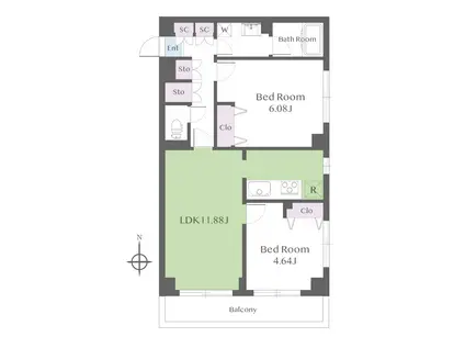 CIMA旗の台(2LDK/3階)の間取り写真