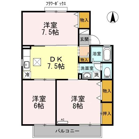 セジュール村田(2LDK/1階)の間取り写真