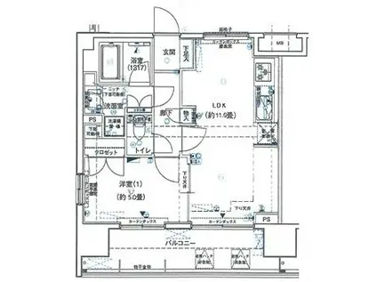 デュオシティ上野松が谷(1LDK/5階)の間取り写真