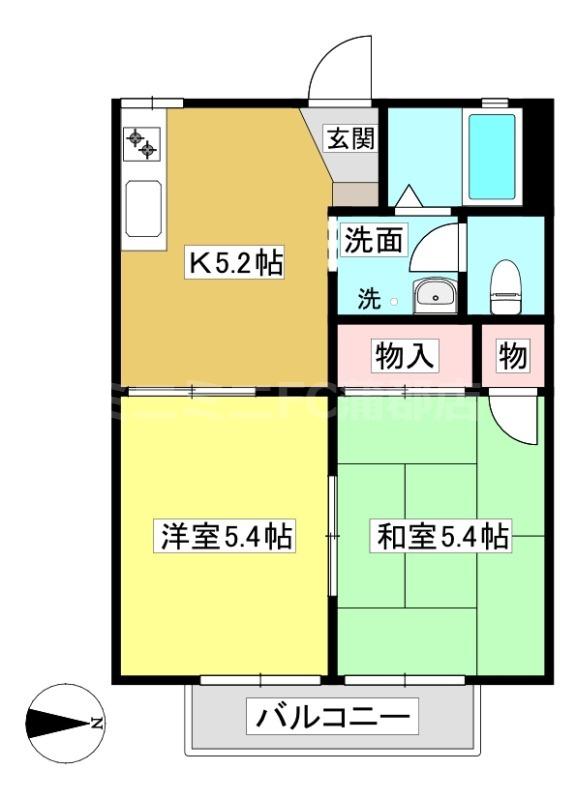 フレグランス形原(2K/1階)の間取り写真