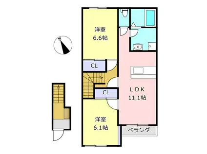 ベビーズブレス(2LDK/2階)の間取り写真