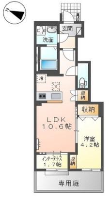 プレミエール岡ノ堂(1LDK/1階)の間取り写真