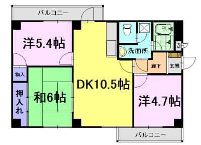 ピュア光マンション(3DK/3階)の間取り写真