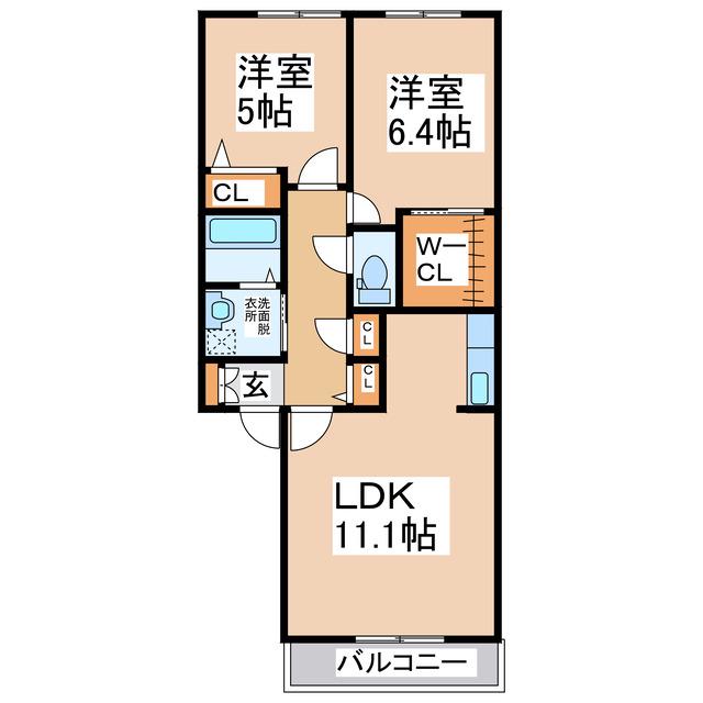 アシューム出水(2LDK/1階)の間取り写真
