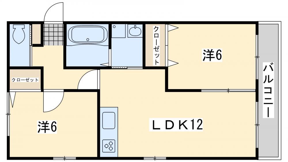 レトア木屋瀬 II(2LDK/1階)の間取り写真