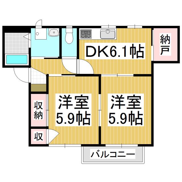 フレグランスさかいB(2DK/2階)の間取り写真