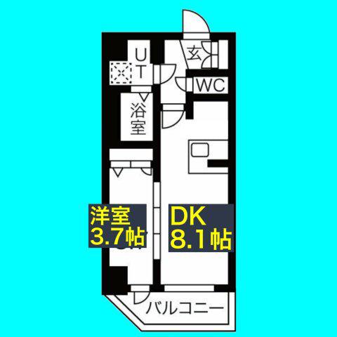 メイクス上前津III(1DK/4階)の間取り写真