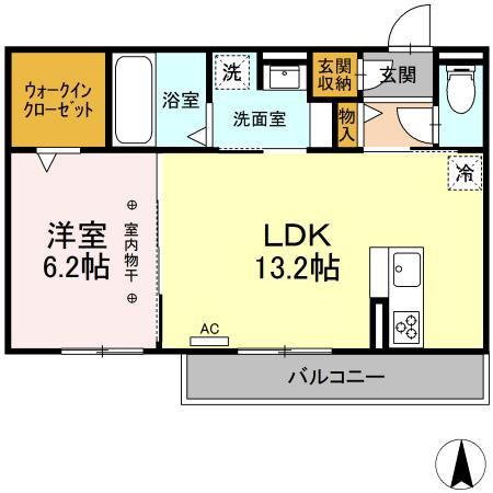 KADAN(1LDK/2階)の間取り写真