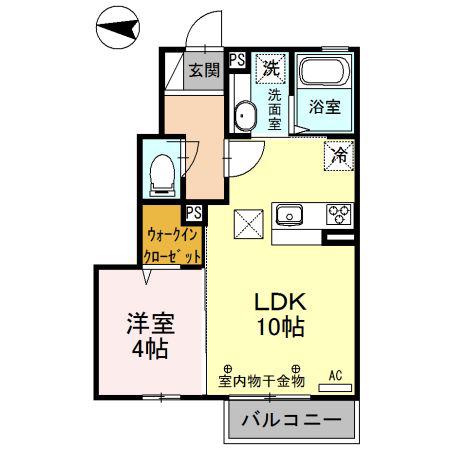 マイ ウィッシュ(1LDK/1階)の間取り写真