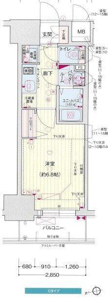 プレサンス千種アイル(1K/4階)の間取り写真