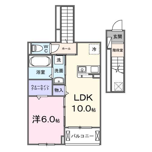 ビオレタA(1LDK/2階)の間取り写真