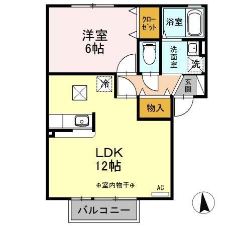 プラザハイツA(1LDK/1階)の間取り写真