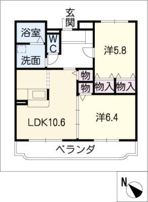 ルミエール栄(2LDK/1階)の間取り写真