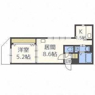 ENCORE札幌(1LDK/4階)の間取り写真
