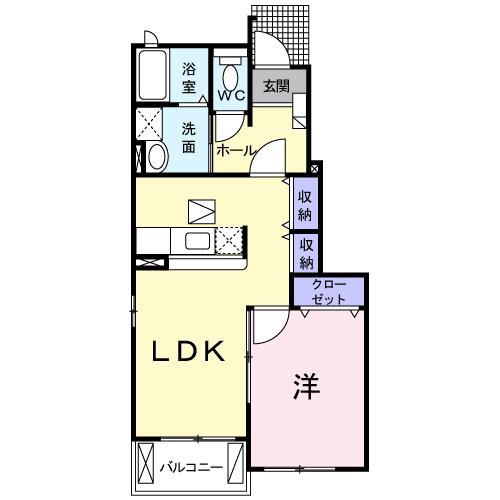 エテルノA(1LDK/1階)の間取り写真