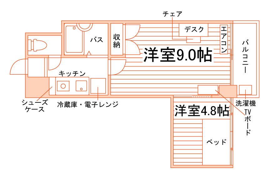 学生会館ロイヤルプレジデント(2K/6階)の間取り写真