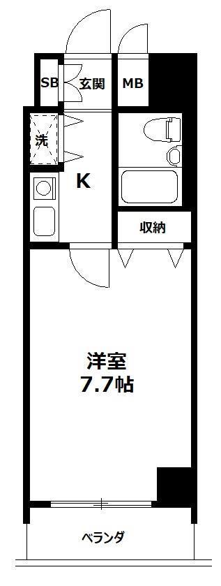 マリーヌ伊勢佐木(1K/5階)の間取り写真