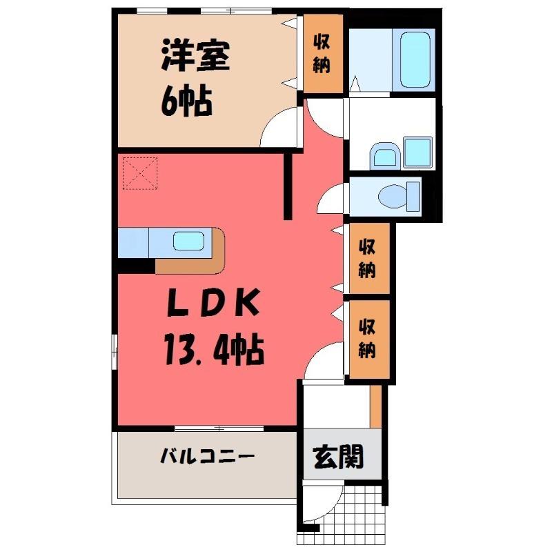 カサブランカ(1LDK/1階)の間取り写真