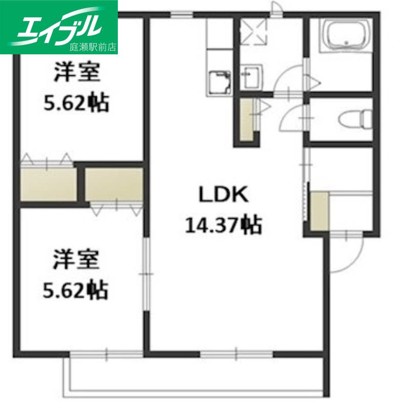 サンパティオ大福II(2LDK/2階)の間取り写真