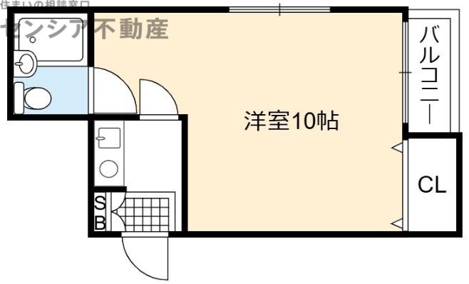 龍王関目マンション(1K/3階)の間取り写真