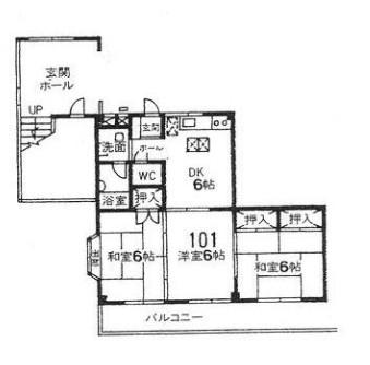 メイプル大和田(3DK/1階)の間取り写真