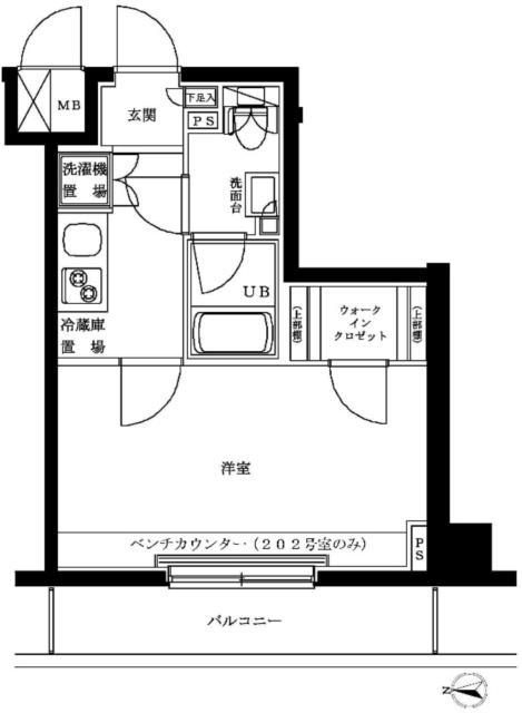 ルーブル上高井戸弐番館(1K/5階)の間取り写真