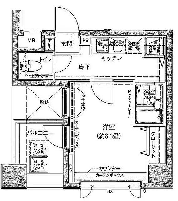 ドルチェ日本橋ターミナルシティ(1K/5階)の間取り写真