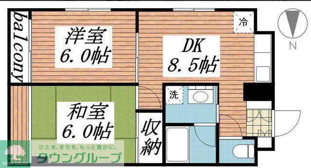 第5カスヤハイツ(2DK/6階)の間取り写真