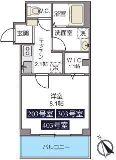 マンションシルケンハウス(1K/2階)の間取り写真