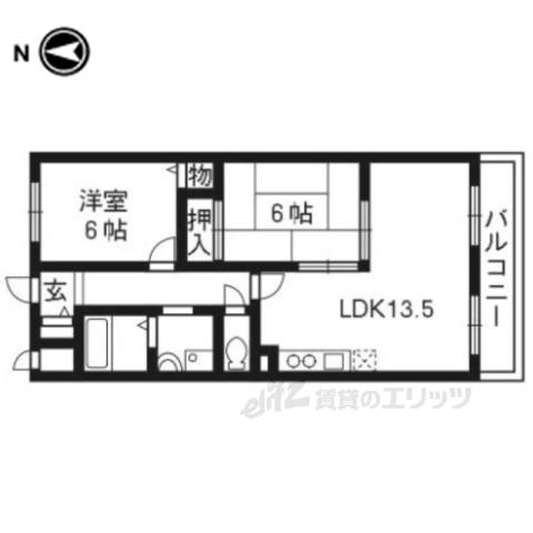 レヴェンテ東向日(2LDK/4階)の間取り写真