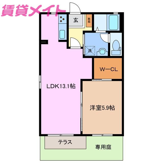 ベルデコート(1LDK/1階)の間取り写真