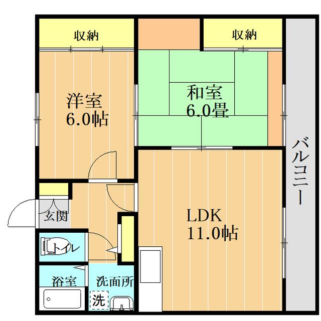 ロイヤルマンション(2LDK/3階)の間取り写真