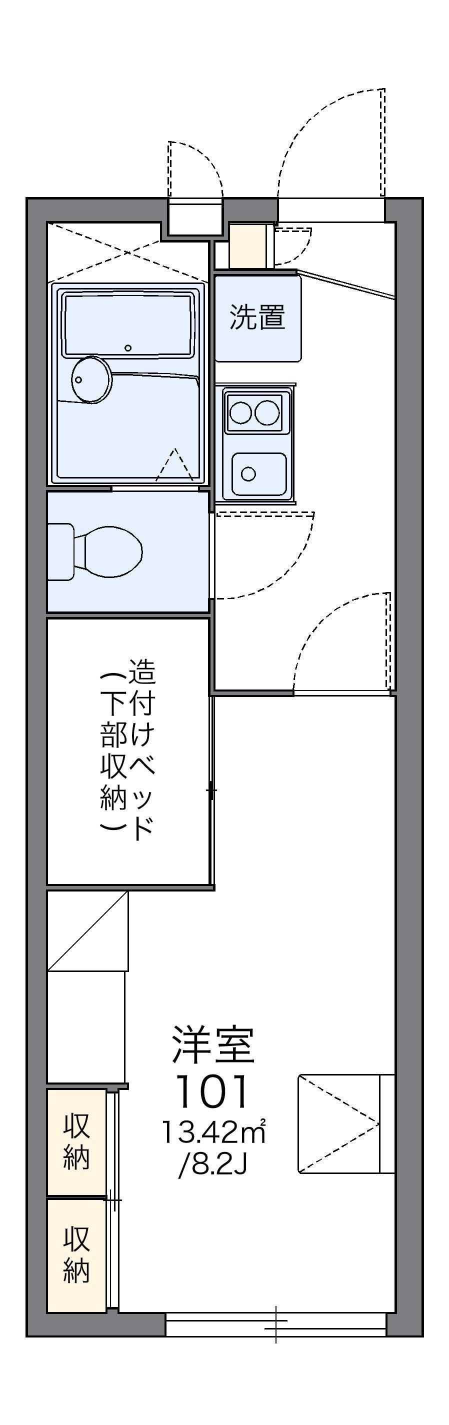 レオパレスアールユー(1K/1階)の間取り写真