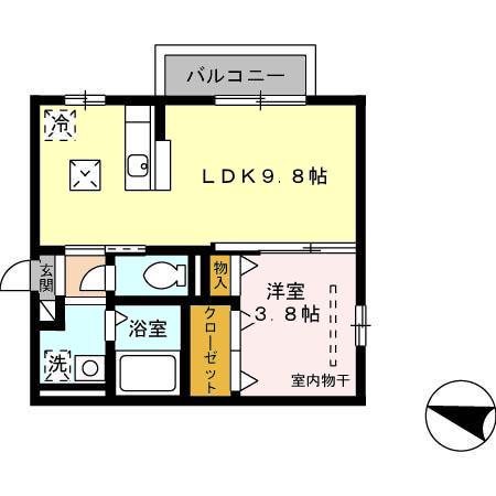 プラスラミチエ朽網(1LDK/1階)の間取り写真